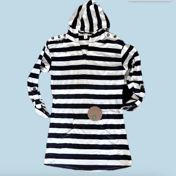 Dakini Coverup or Casual Dress Outdoor Adventures New Tags M Navy White Stripe - Picture 4 of 11